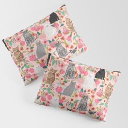 Cat floral mixed breeds of cats gifts for pet lovers cat ladies florals Pillow Sham