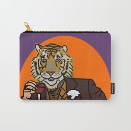 Tiger In Suit Drinking Wine Portrait Digital Painting Carry-All Pouch
