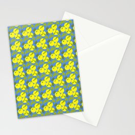 Mid-Century Modern Yuzu Fruit Lemon Yellow On Blue Stationery Card