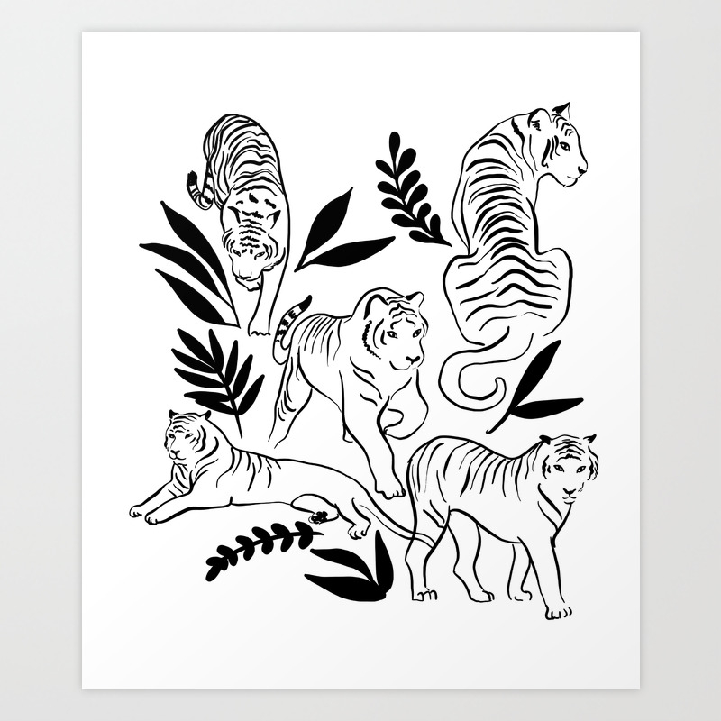 Jungle Sketchbook Tiger Illustration Art Print By Misslittlemess