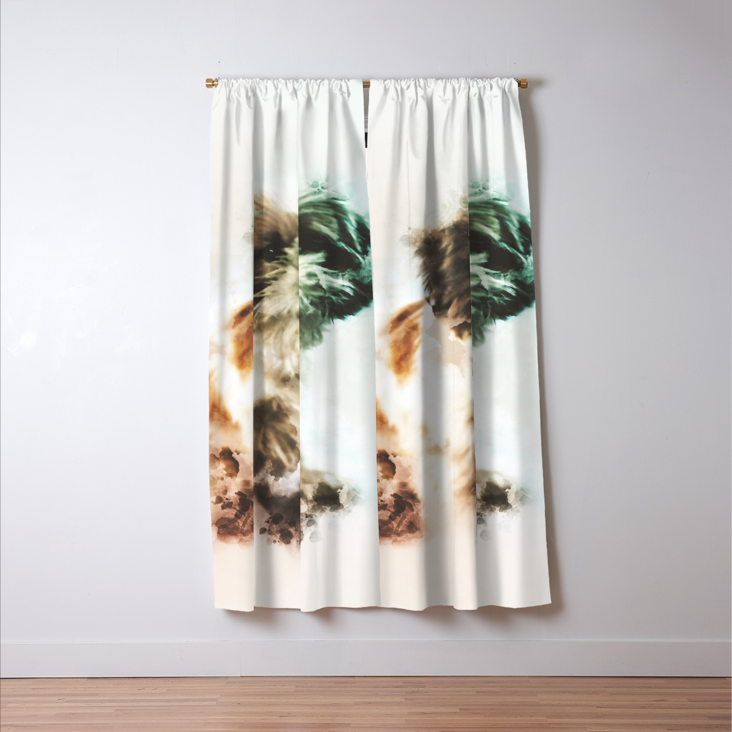 Shih Tzu Digital Watercolor Painting Blackout Curtain By