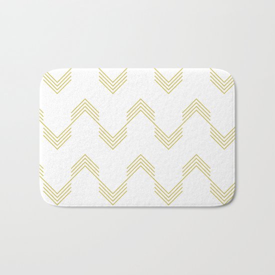 Simply Deconstructed Chevron Mod Yellow on White Bath Mat