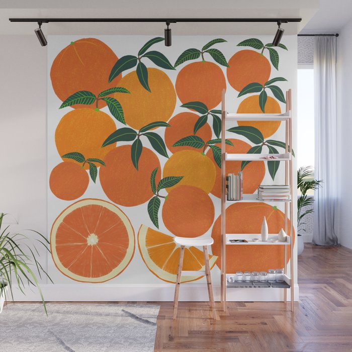 Orange Harvest - White Wall Mural by Leanne Simpson | Society6 Orange Harvest - White Wall Mural by Leanne Simpson