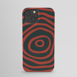 Mid Century Modern Abstract Spiral Art - Outer Space and Watermelon Red iPhone Case