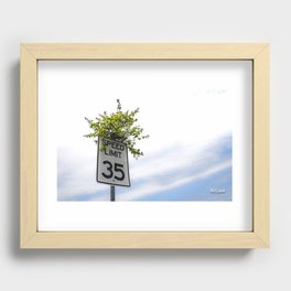Speed Limit Sign with Honeysuckle Recessed Framed Print