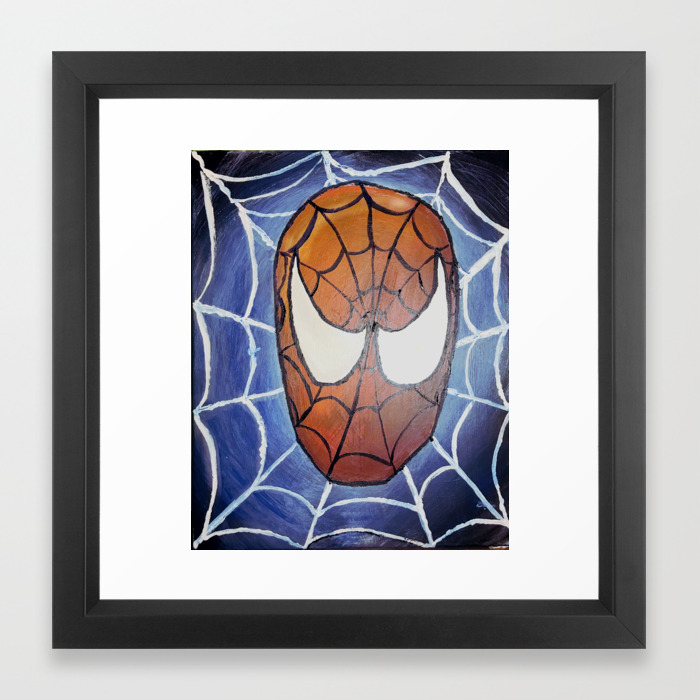 Spider Man Acrylic Painting Framed Art Print By Markerpantsstudios