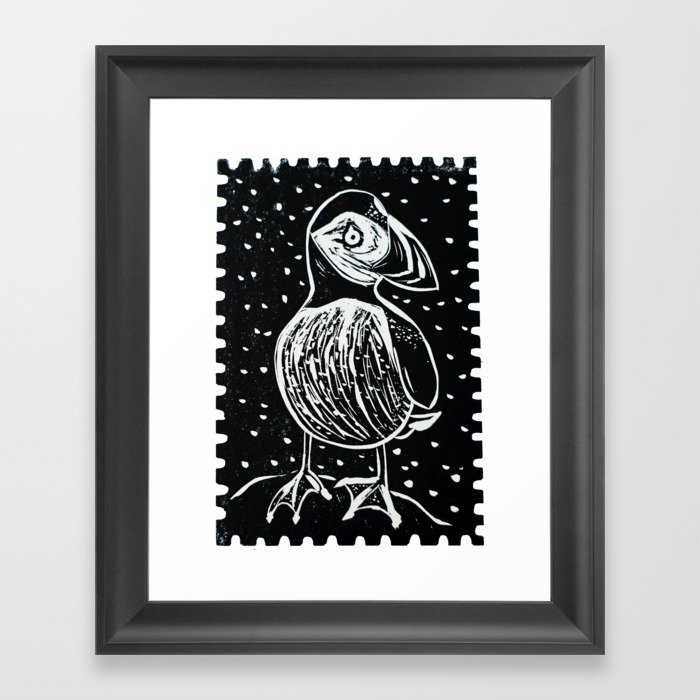 Puffin In Rain Framed Art Print By Abritcrazy