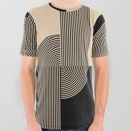Abstraction_RIVER_FLOW_STREAM_LINE_BLACK_MONO_POP_ART_0623D All Over Graphic Tee