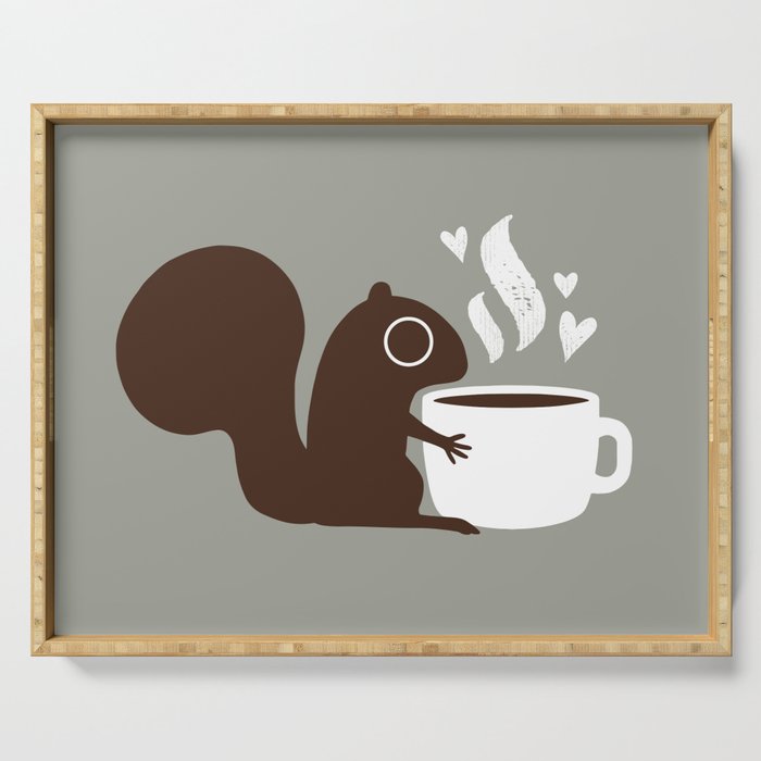 Squirrel Coffee Lover | Cute Woodland Animal Serving Tray
