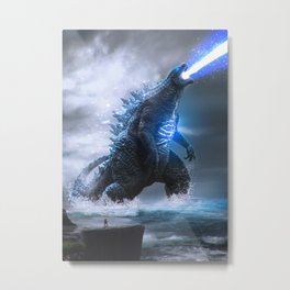 Godzilla Blue Power Metal Print | Vector, Digital, Pattern, Typography, Abstract, Graphicdesign, Drafting, Concept, Illustration, Figurative 