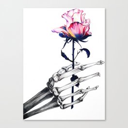 Skeletal Hand with Rose Canvas Print