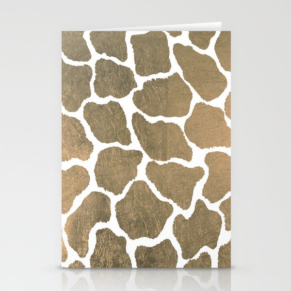 Elegant Hipster Abstract Gold White Giraffe Animal Print Stationery Cards