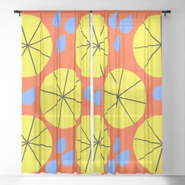 Spring Rain Umbrella Mid-Century Modern Sheer Curtain