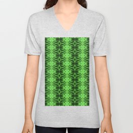 Liquid Light Series 2 ~ Green Abstract Fractal Pattern V Neck T Shirt