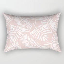 Tropical Palm Leaves - Pink & White Palm Leaf Pattern Rectangular Pillow