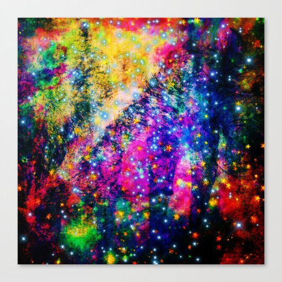 rainbow galaxy with stars Canvas Print