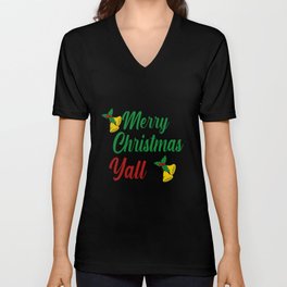 Merry Christmas Y'all Southern Holiday Unisex V-Neck