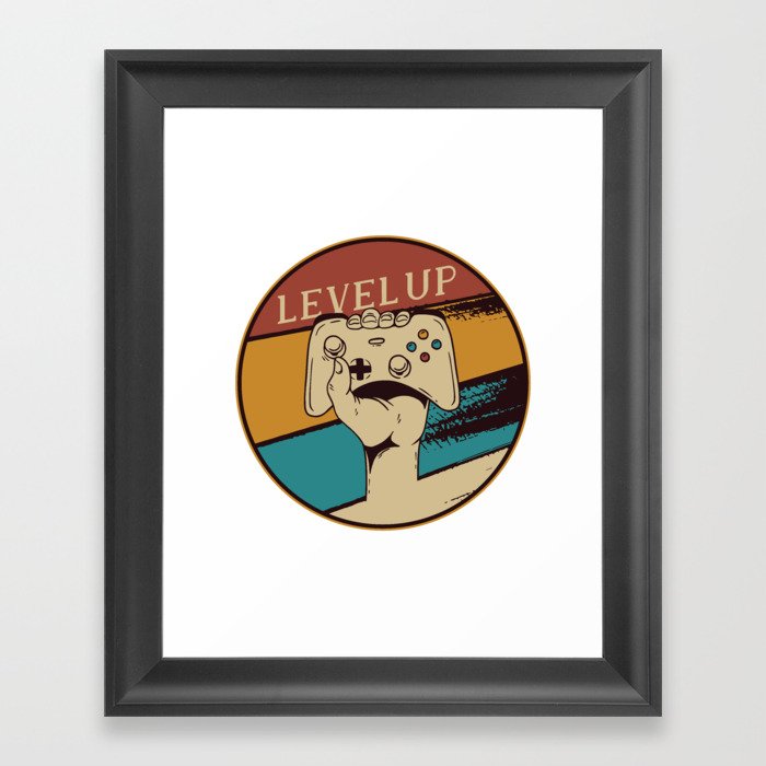 Level Up Vintage Gaming Framed Art Print