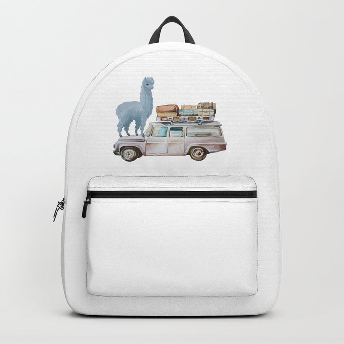 Adventure? Alpaca my Bags. Funny Watercolor Travel Shirt Backpack
