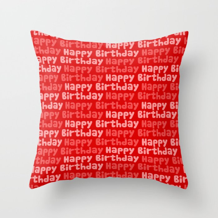 Happy Birthday on Red Throw Pillow