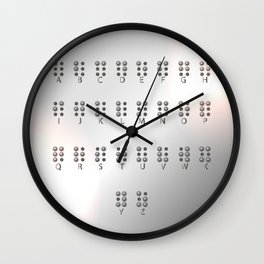Metal Braille alphabet, tactile writing system used by blind or visually impaired people Wall Clock