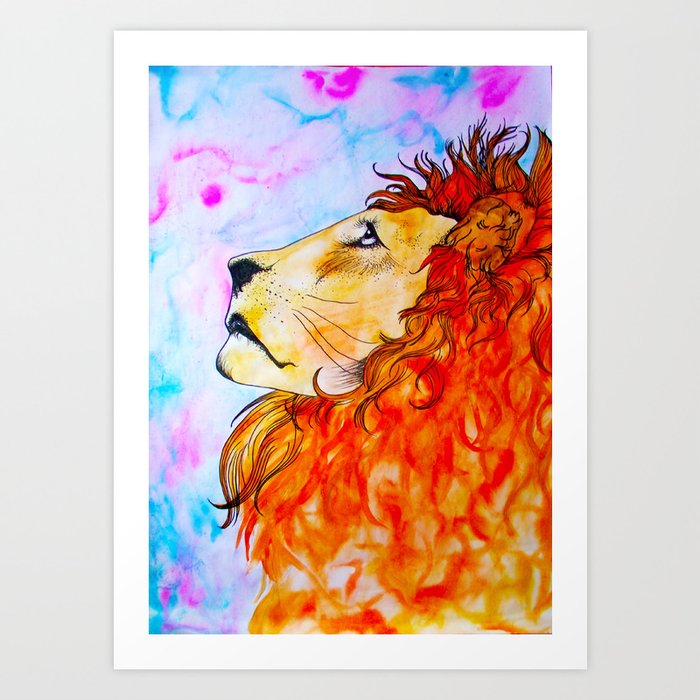 Fire Lion Art Print