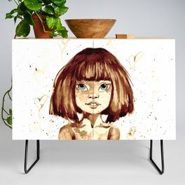 Stained soul // Cute girl coffee art // Hand painted  Credenza