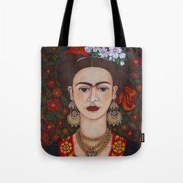 Frida with butterflies Tote Bag