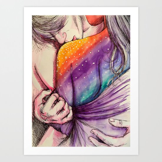 cosmic shoulder kiss Art Print