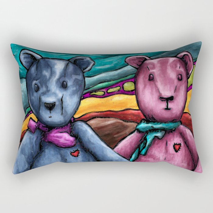 Teddy bears couple painting, husband and wife Rectangular Pillow