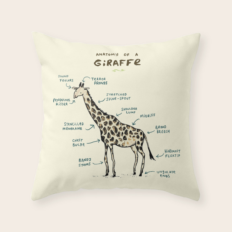 Anatomy Of A Giraffe Throw Pillow By Sophiecorrigan Society6
