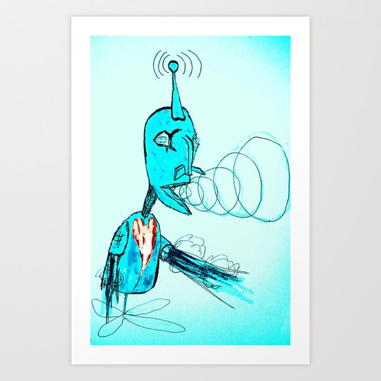 The Light Blue Robot Art Print