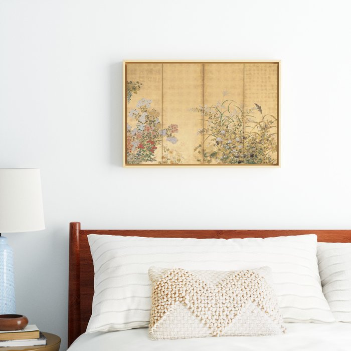 Japanese Edo Period Six-Panel Gold Leaf Screen - Spring and Autumn Flowers