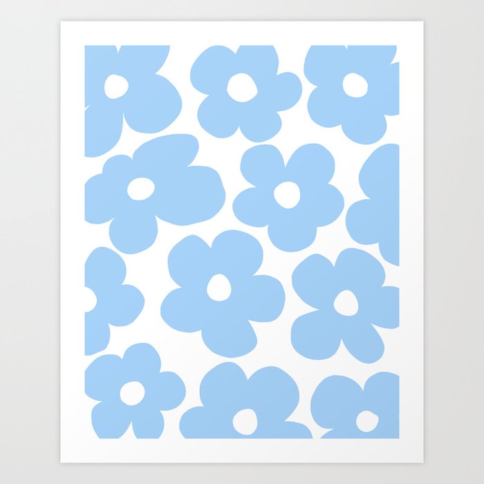 Baby Blue Flowers Large Flowers Art Print by November Art Studio