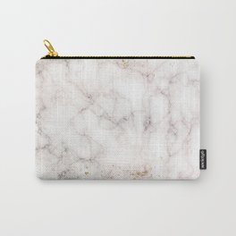 White and Gold Marble Glitter Carry-All Pouch