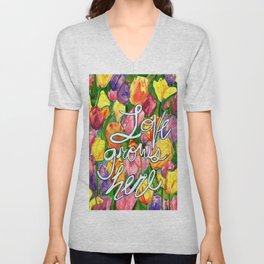 Love Grows Here - Tulip Garden V Neck T Shirt