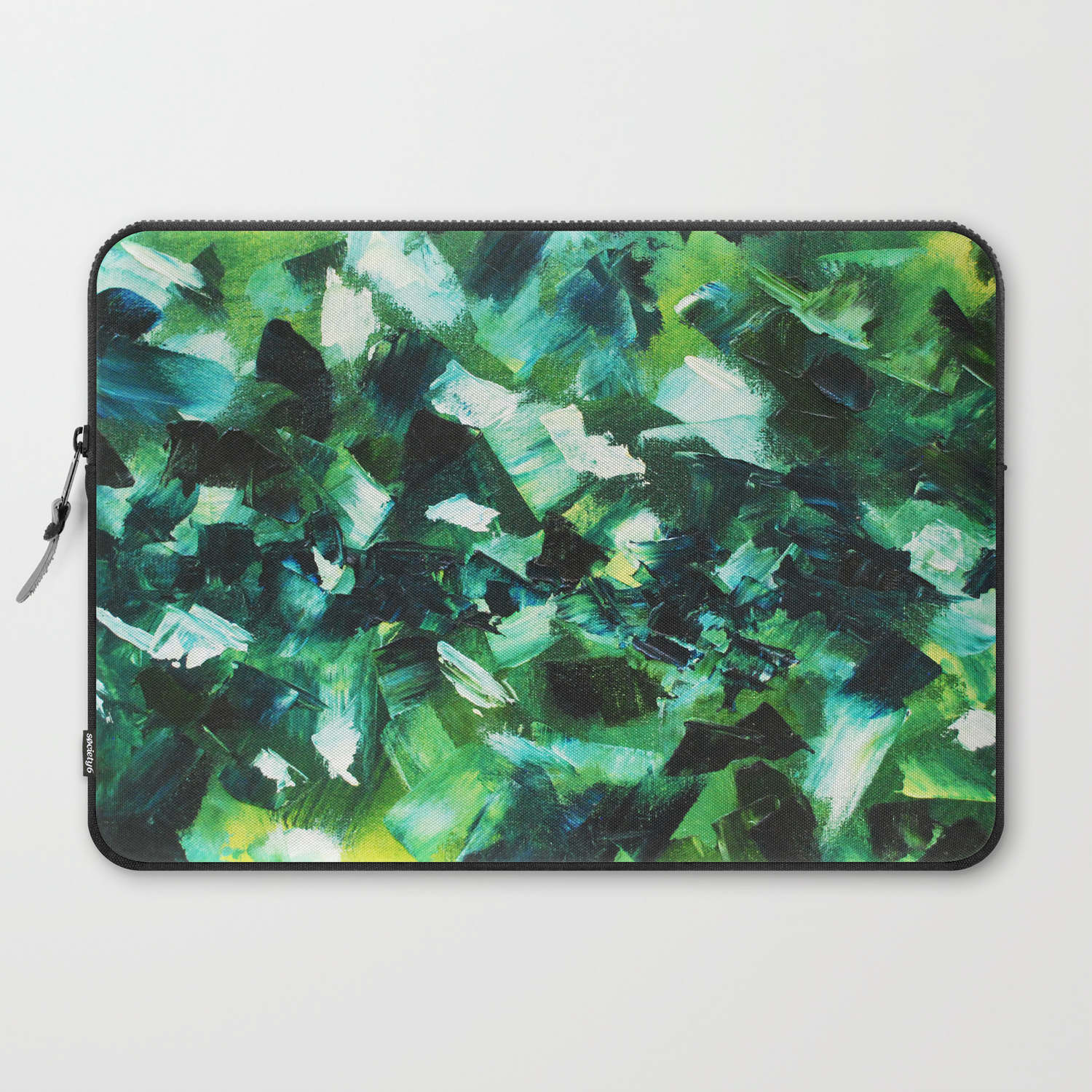 Modern Green And Blue Abstract Painting Laptop Sleeve By Erika