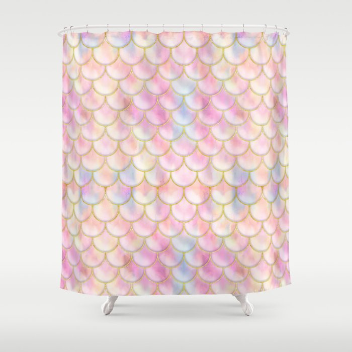 Pastel Iridescent Mermaid Scales Pattern Shower Curtain By Pastel Iridescent Mermaid Scales Pattern Shower Curtain By Tanyalegere Society6