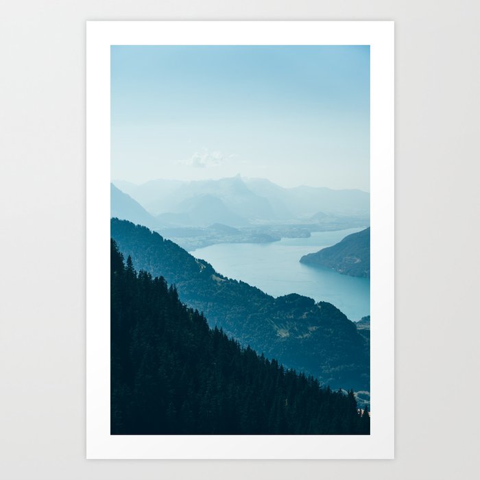 Blue Mountain Landscape - Alps Lake Switzerland - Fine Art Nature Photography Art Print