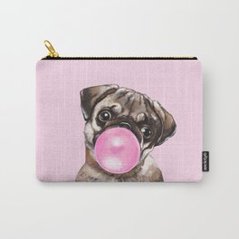 Pug with Pink Bubble Gum Carry-All Pouch