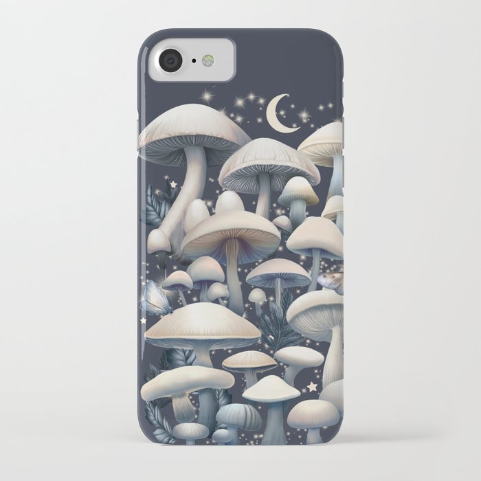Moon Night White Mushrooms iPhone Case