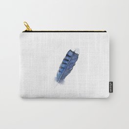 Blue Jay Feather , Blue Feather, Watercolor Feather, Watercolor painting by Suisai Genki Carry-All Pouch