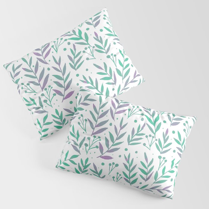 Watercolor branches - pastel green and very peri Pillow Sham