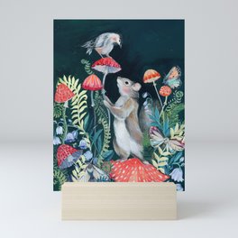 Mushroom garden Mini Art Print