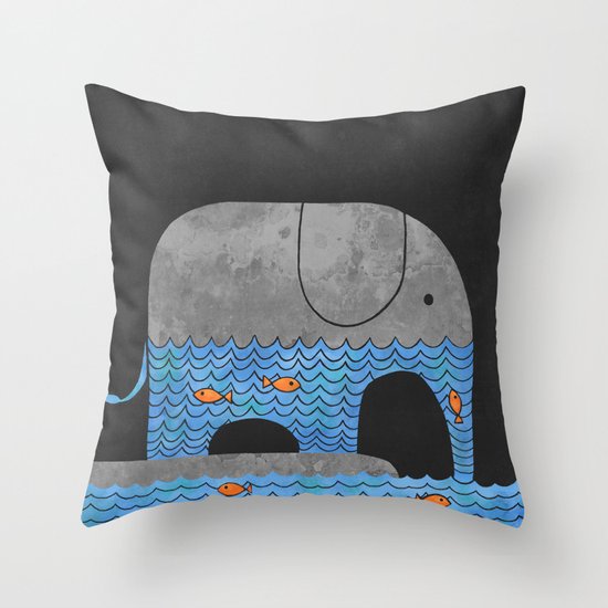 Thirsty Elephant Throw Pillow