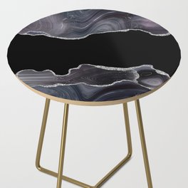 Black & Silver Glitter Agate Texture 03 Side Table