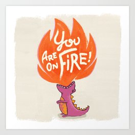 T-Rex On Fire Art Print