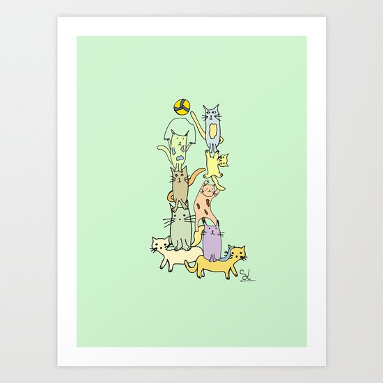 Game Day - Cats Art Print