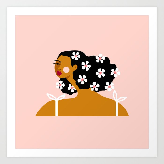Flowers In Hair Art Print