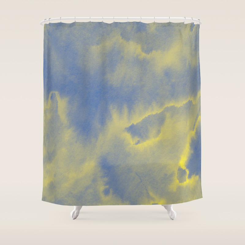 Watercolor Texture Grey And Yellow Shower Curtain By Wackapacka